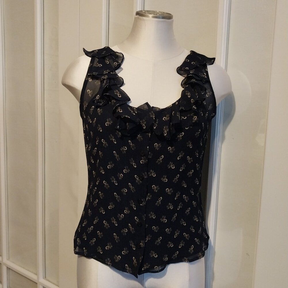 Bundle of two sets. Lauren Ralph Lauren 100%Sheer Silk Top,100%polyCamisole Top